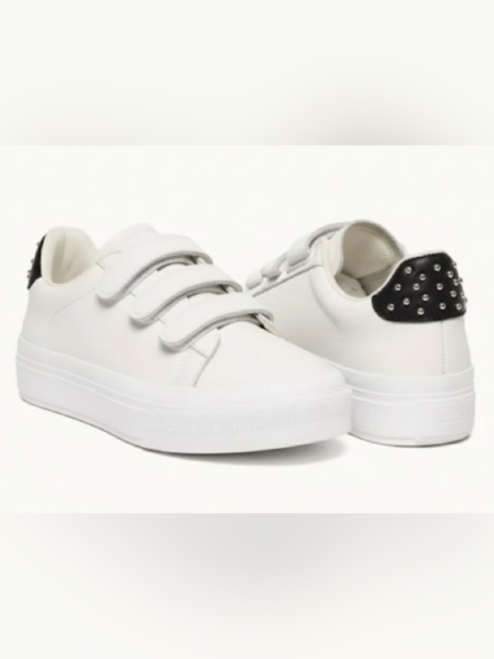 J/SLIDES White Velcro Sneakers with Black Studs